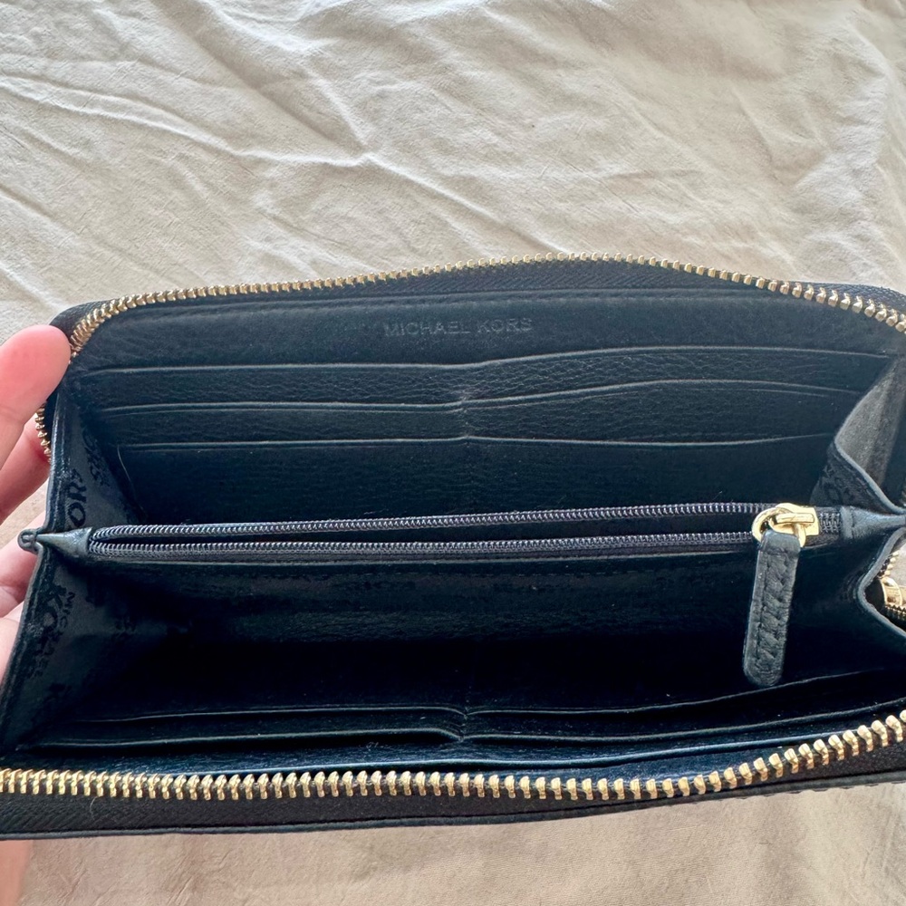 Michael Kors Black Leather Wallet with Gold Accents - Picture 3 of 4